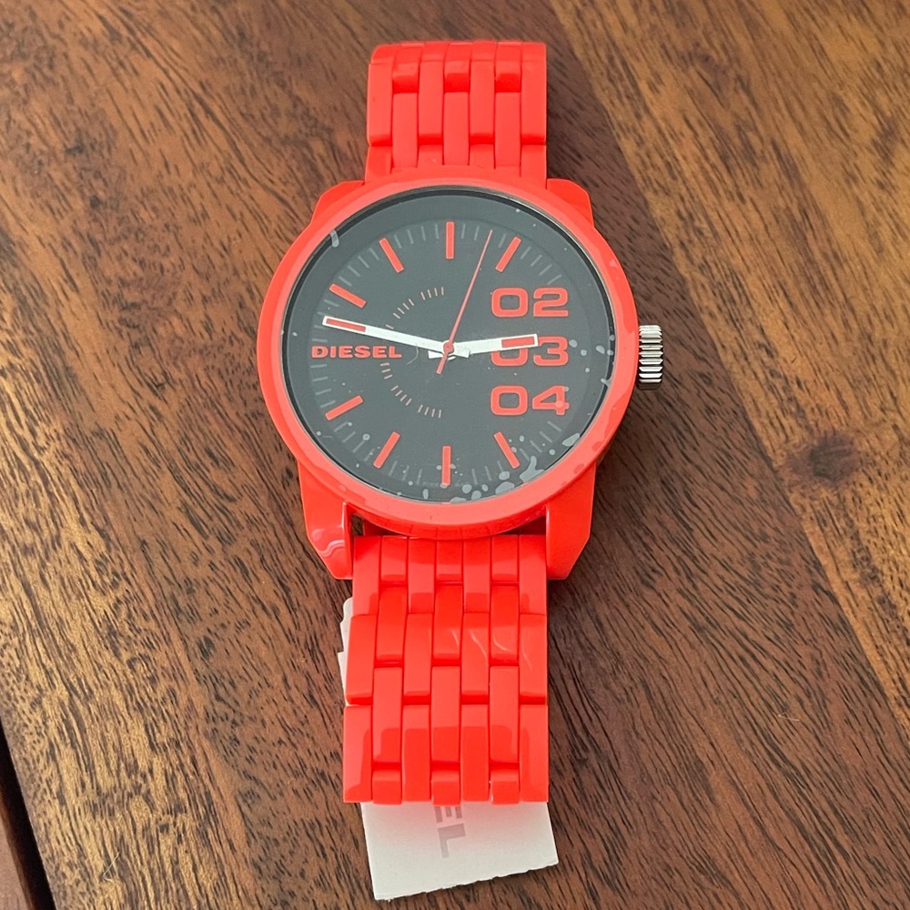 NIB Diesel Fluorescent Pink/Orange Unisex Watch DZ1526 - Picture 3 of 8